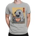 thumbnail image 2 of Ukiyo Block Print Pug Ramen Art Men's Gray T-shirt, 2 of 3