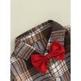 thumbnail image 5 of Liacowi Toddler Boy 2 Piece Christmas Gentleman Suit Long Sleeve Plaid Button Shirt with Bow Tie + Suspenders Pants Christmas Formal Outfit 9M-4T, 5 of 8