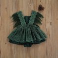 thumbnail image 6 of Douhoow Newborn Girls Romper Summer Baby Feather Sleeve Lace Flowers Backless Tassel Bodysuit, 6 of 8