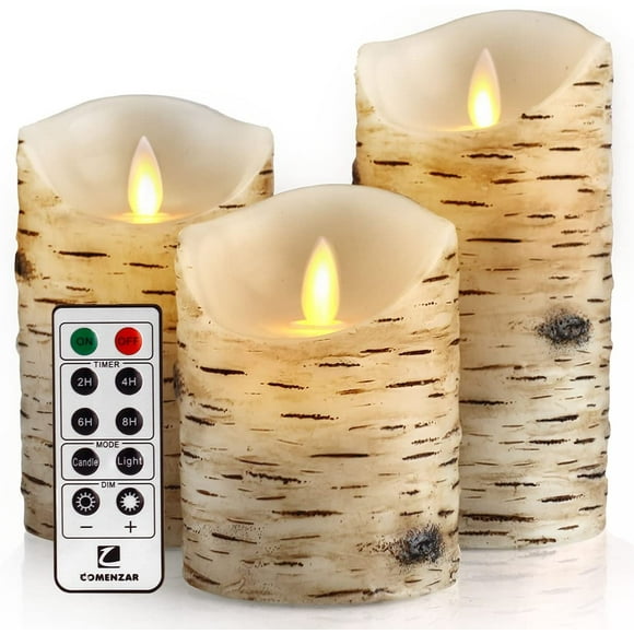 Flashing Candles, Candles, Birch Birch Bark Battery Candles, with Remote Control