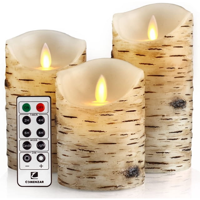 Flashing Candles, Candles, Birch Birch Bark Battery Candles, with Remote Control