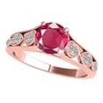 thumbnail image 3 of Mauli Jewels Rings for Women 1 Carat Diamond And Created Ruby Ring Prong-Setting 14k Rose Gold, 3 of 6