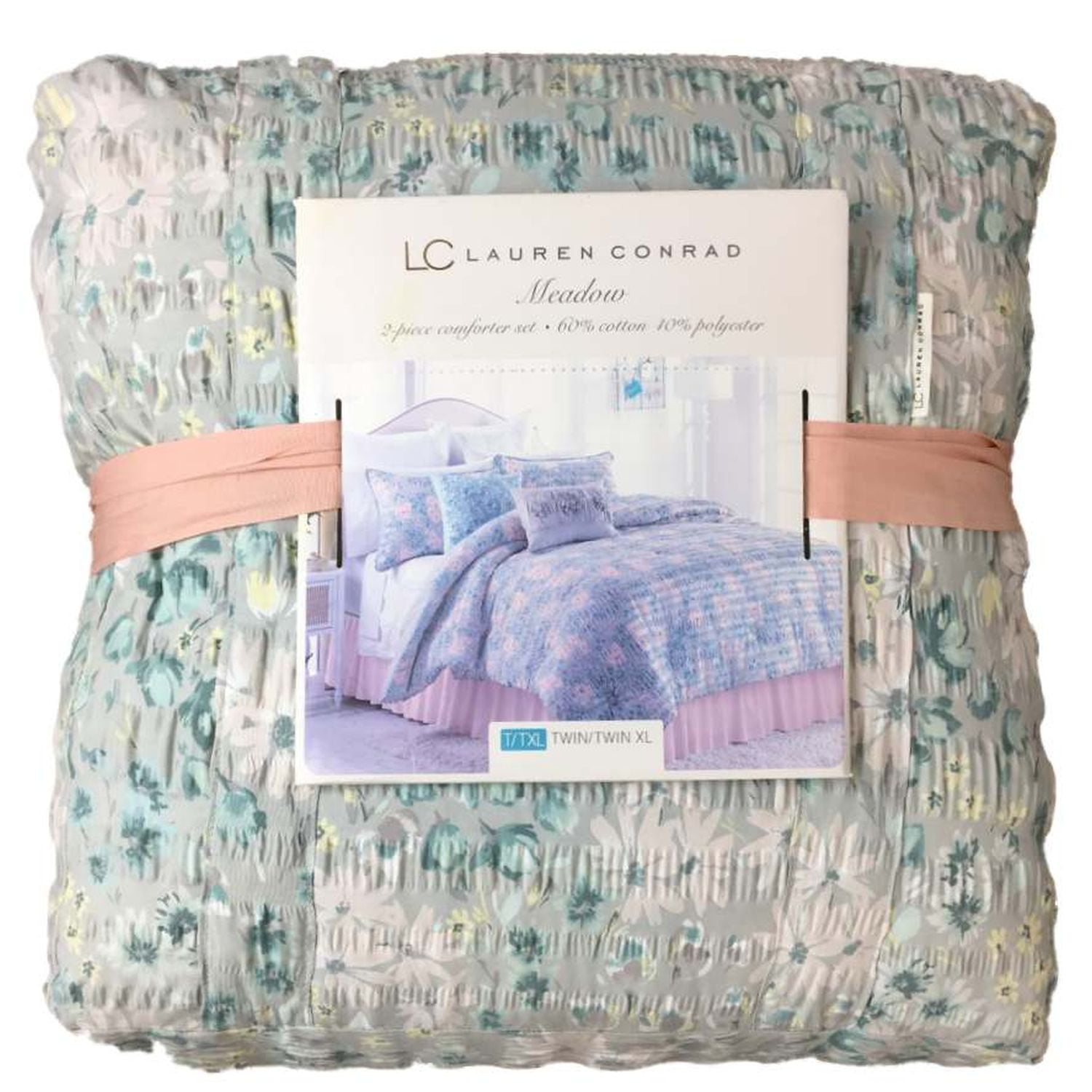 Lauren Conrad Floral Meadow Comforter Set Gathered Texture Twin