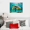 thumbnail image 4 of Awypu  Canvas Green Sea Turtle Wall Art Prints Submarine Picture Modern Blue Ocean Animal Painting Prints Small Framed Ready to Hang for Bathroom Living Room Nursery Room, 4 of 4