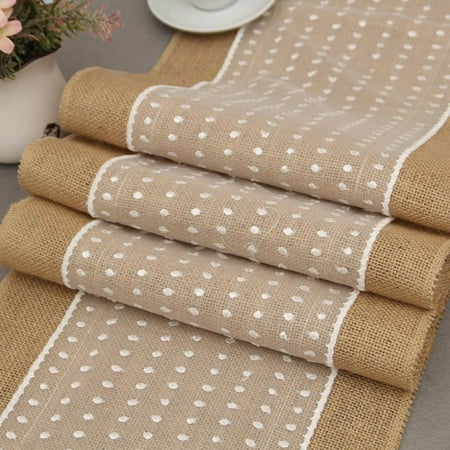 

Dalx European Style Retro Lace Linen Table Cloth Burlap Lace Hessian Table Runner