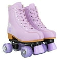 thumbnail image 4 of SLLINGLUO Roller Skates for Girls, High-Top Double Row Leather Quad Skates, Purple, Youth 3, 4 of 9