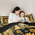 thumbnail image 5 of Manfei Rustic Sunflower Floral Full Size Comforter Sets, Vintage Patchwork Bedding Comforter Set, Black Gold Buffalo Reversible Bedding Sets, Breathable Home Decor, 3pcs, 5 of 8