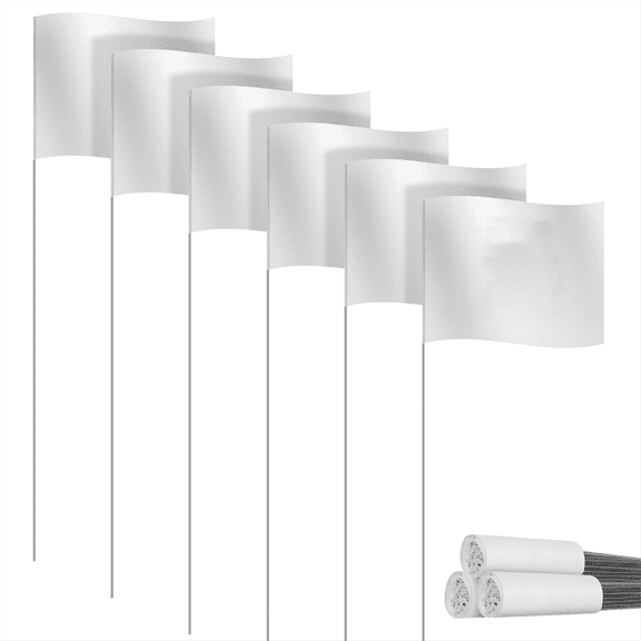 Rollbacks & More Marking Flags Marker for Lawn 30 Pack, PVC Small Flags,Marking Flags, Garden Flags,Survey Flags,White