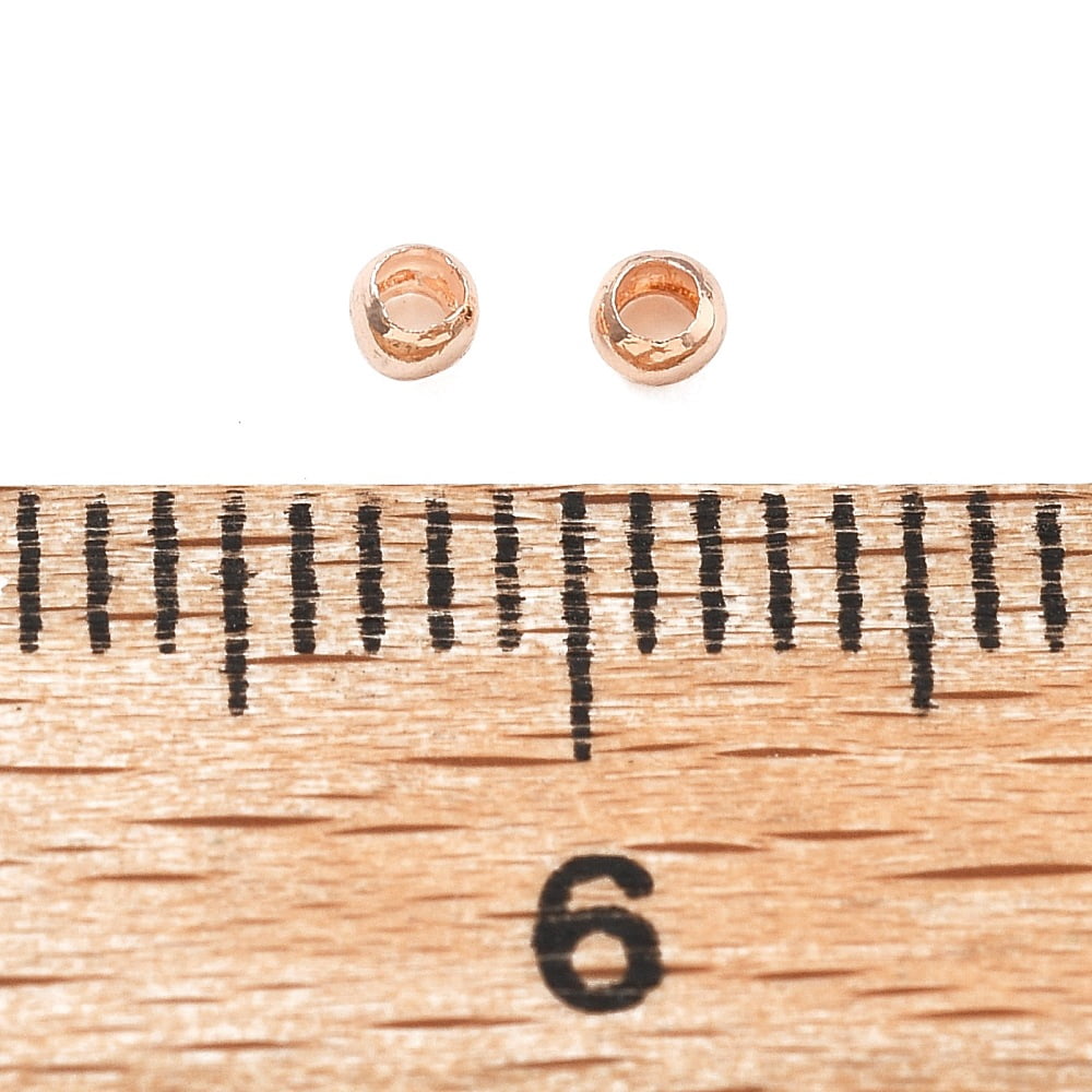 10000pcs Brass Crimp Beads Rose golden 2x1.5mm Hole: 1mm