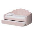 thumbnail image 2 of Pemberly Row Modern Pink Velvet Twin Size Daybed with Trundle, 2 of 11