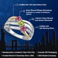 thumbnail image 2 of Gem Stone King 925 Silver and 10K Yellow Gold Pink Tourmaline and Green Peridot and Lab Grown Diamond Engagement Ring for Women | 0.95 Cttw | Round 4MM | October Birthstone | Size 8, 2 of 6