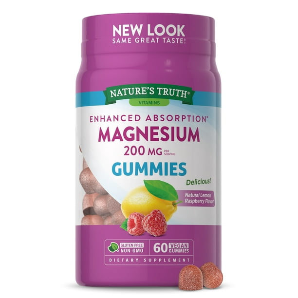 Magnesium Gummies 200mg 60 Count Vegan, NonGMO & Gluten Free