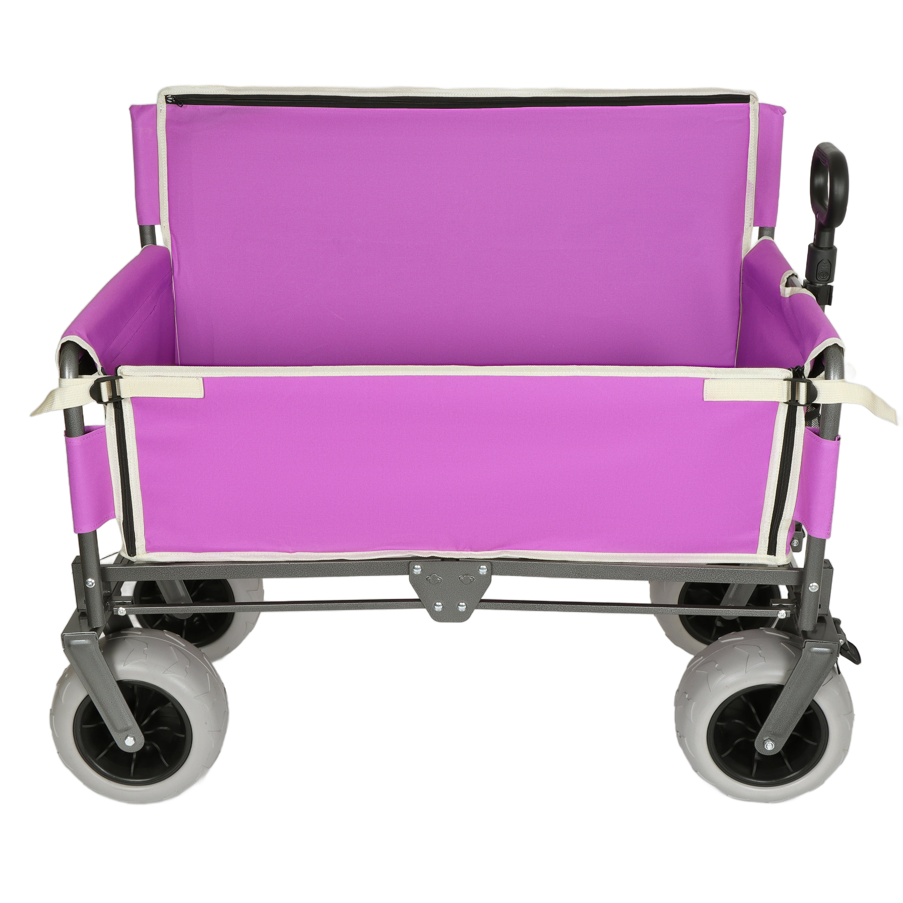3-in-1 Heavy-Duty Convertible Folding Wagon Cart with Bench Seat & Storage - 500lbs, 180L Capacity Utility Wagon, All-Terrain Wheels for Camping, Beach, Sports, Garden, Fish, Purple