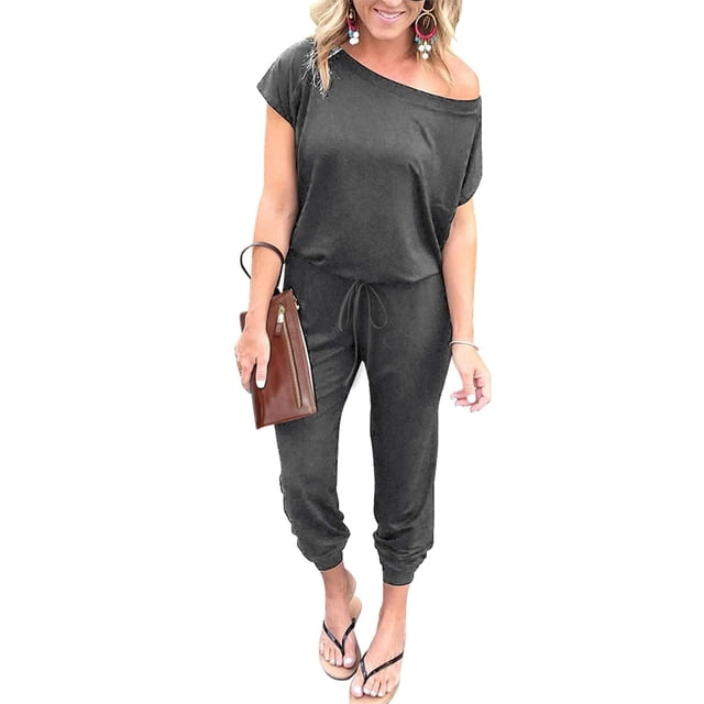 Mono PRETTYGARDEN con escote hombros descubiertos gris oscuro M