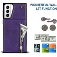 thumbnail image 6 of Crossbody Case for Samsung Galaxy S21 Plus 5G Case with Card Holder,Galaxy S21 Plus Wallet Case for Women Girl PU Leather Lanyard Strap Magnetic Clasp Kickstand ID Credit Card 6.7",Purple, 6 of 17