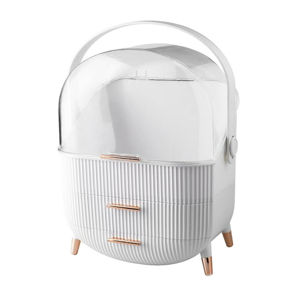 Organizador portátil de viaje para el cuidado de la piel, estuche de exhibición para maquillaje y joyas. Blanco