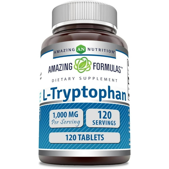 Amazing Formulas L-Tryptophan 1000mg Per Serving 120 Tablets Supplement | Non-GMO | Gluten Free