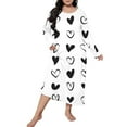 thumbnail image 3 of Womens Nightgowns Plus Size Casual Sleep Dress Women's Plus Heart Print Long Sleeve Round Neck Medium Stretch Loose Nightdress, 3 of 3