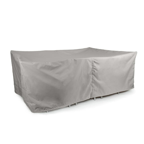 Covermates Ultima Outdoor Rectangular Dining Table & Chair Cover with Umbrella Hole – All-Weather Water-Resistant Rip-Resistant Polyester, Drawcord & Buckle Straps, 90W x 58D x 30H, Ripstop Grey