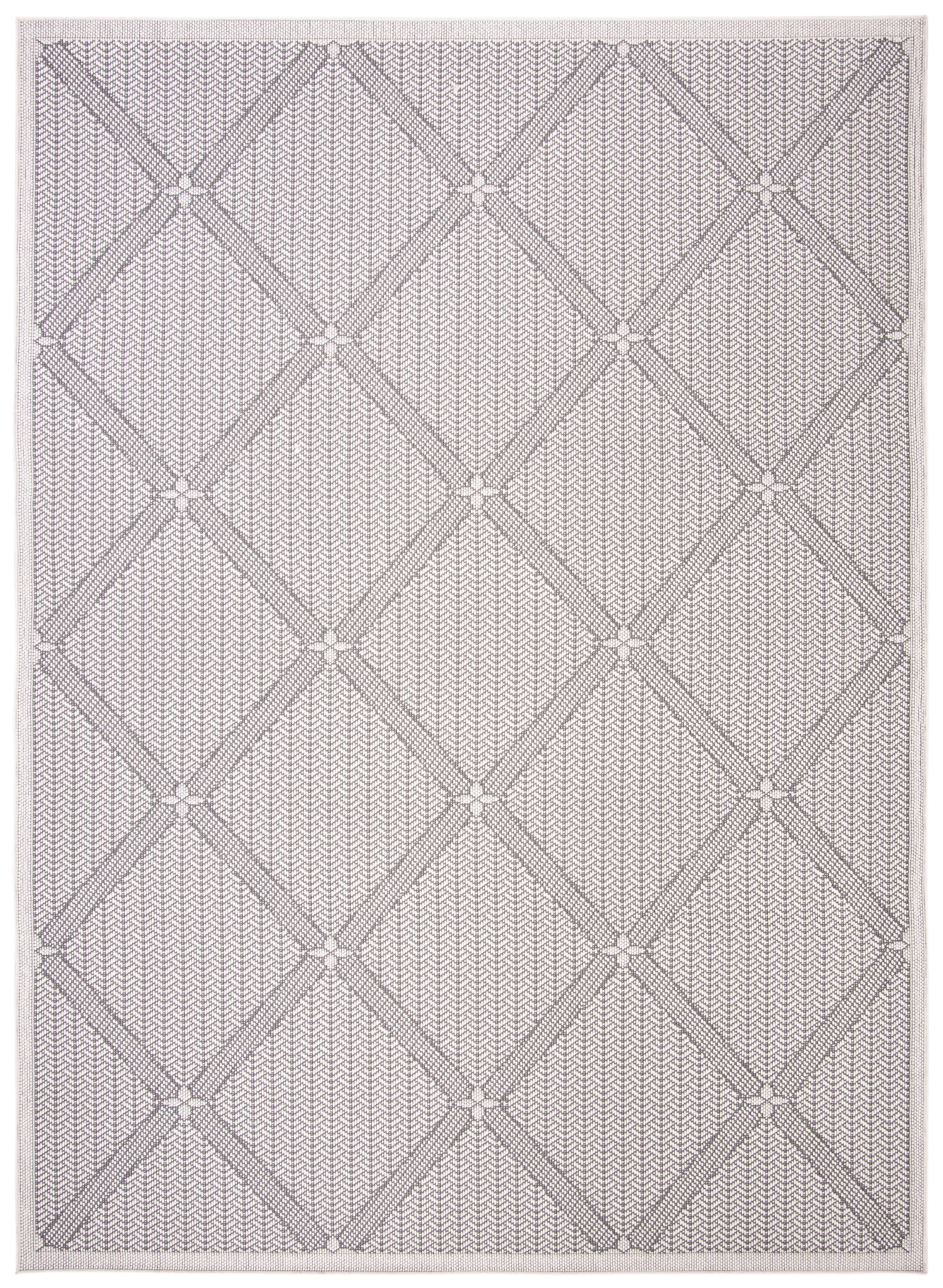 SAFAVIEH Machine Washable Rug Indoor/Outdoor Bermuda Collection - Bermuda Julijana Geometric Diamonds Indoor/Outdoor Area Rug Cream/Grey, 9' x 12'