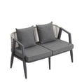thumbnail image 2 of YIORTWO 4-Piece Outdoor Patio Furniture Set, Iron Frame Bistro Set with Cushioned Seating, Includes Table & Bench, for Garden, Poolside, Balcony - Gray, 2 of 11