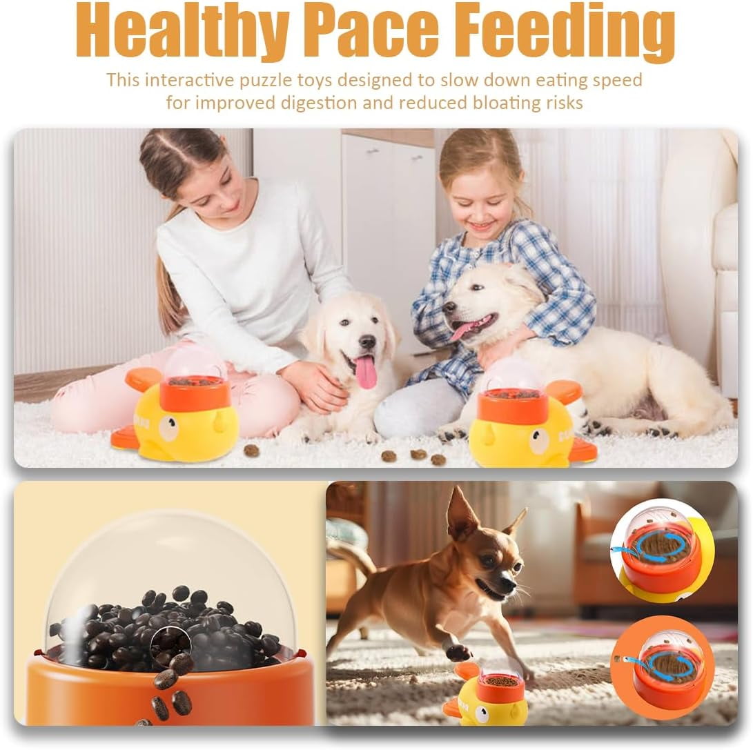 2-in-1 Dog Interactive Treat Dispenser Toy - Durable Food Puzzle Slow Feeder, Duck Shape Enrichment Toys with Button, Mentally Stimulating Toys for Dogs/Cats/Pets