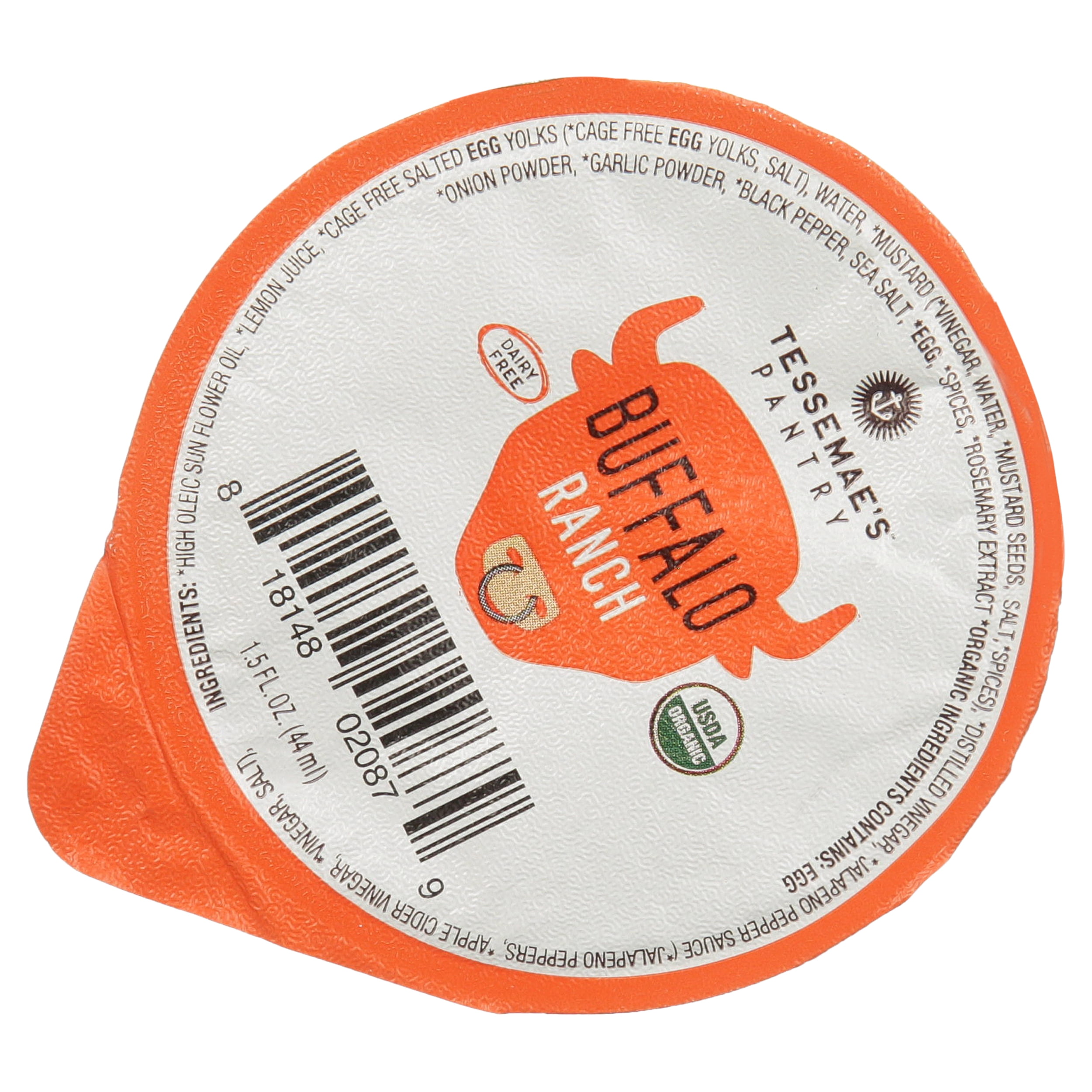 Tessemae's Organic Buffalo Ranch Dip Cups Salad Dressing & Dip, 1.5oz, Sugar Free, Dairy Free, Gluten Free, Whole30 Approved, Keto Friendly