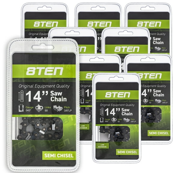 8TEN Chainsaw Chain 14 inch 3/8 Pitch 52 DL for Husqvarna Echo 10 Pack 810-CCC2234H