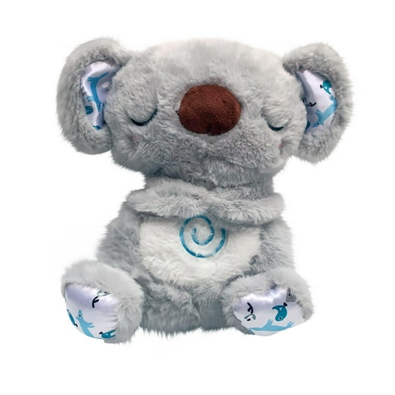 YHAJDS Baby Sound Soothe Stuffed Plushie, Koala Plush Sound Machine with Lights & Volume Control, 25cm Cry Activated Sensor & Nightlight Rhythmic Breathing Motion Musical Baby Toy for Newborn