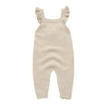 thumbnail image 2 of MIASHUI Baby Girls Sweater Knit Overalls Adjustable Strap Ruffles Sleeveless Romper,Beige,6-9 Months, 2 of 9