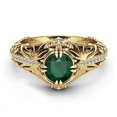 thumbnail image 1 of Women 14k Gold Natural Diamond Green Emerald Rings, 1 of 2