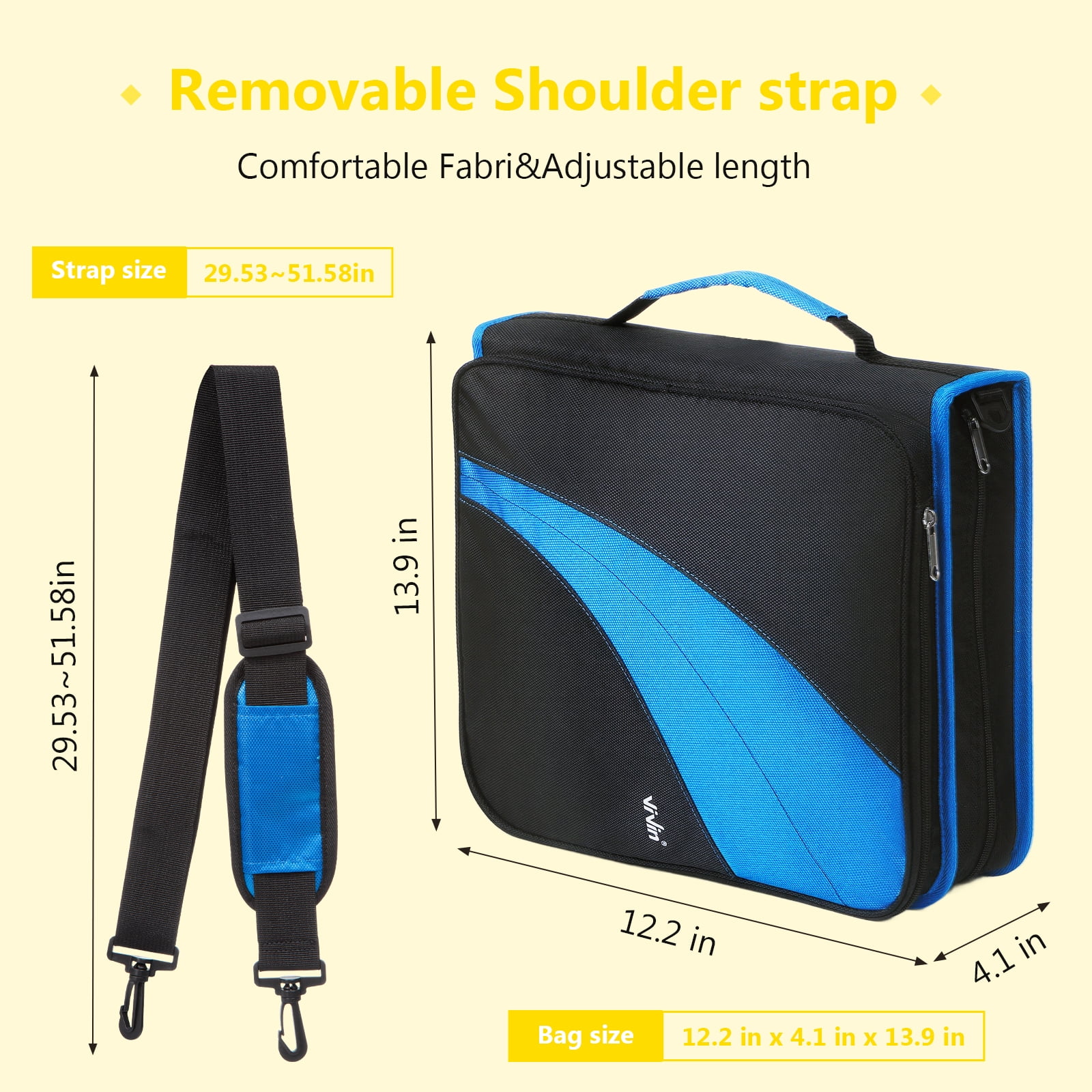 ViVin Zipper Binder 2 Inch O-Ring 450 Sheet Capacity, Multiple Tab and Zip Pockets, Office Supplies,Blue&Pink