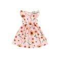 thumbnail image 1 of EYIIYE Robe Midi d'Été pour Petite Fille 1T-8T, Robe Trapèze à Manches Volantées pour Tout-Petit, Imprimé Floral, Col Rond, Robe Décontractée, Col Rond, Robe de Princesse à Fleurs pour Fête, Mode pour Enfants, Vêtements Mignons pour les Vacances, 1 of 6