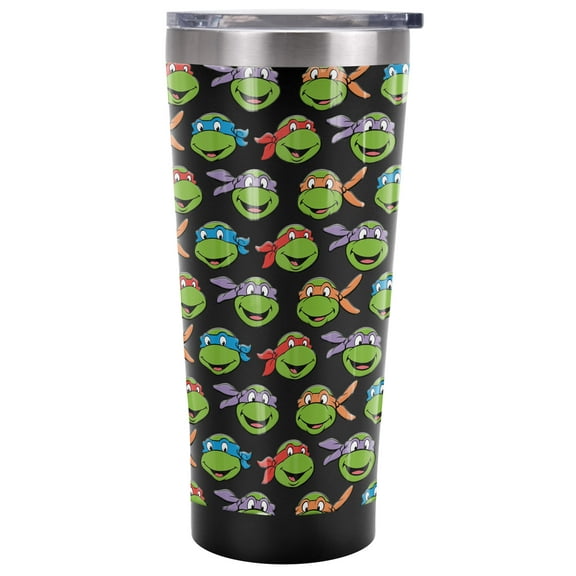 TMNT Teenage Mutant Ninja Turtles Official Turtle Heads 20 oz Travel Tumbler, Stainless Steel, Vacuum Insulated with Leak Resistant Slide-Lock Lid