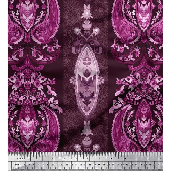 Soimoi Cotton Jersey Fabric Stripe & Paisley Ethnic Print Sewing Fabric Yard 58 Inch Wide