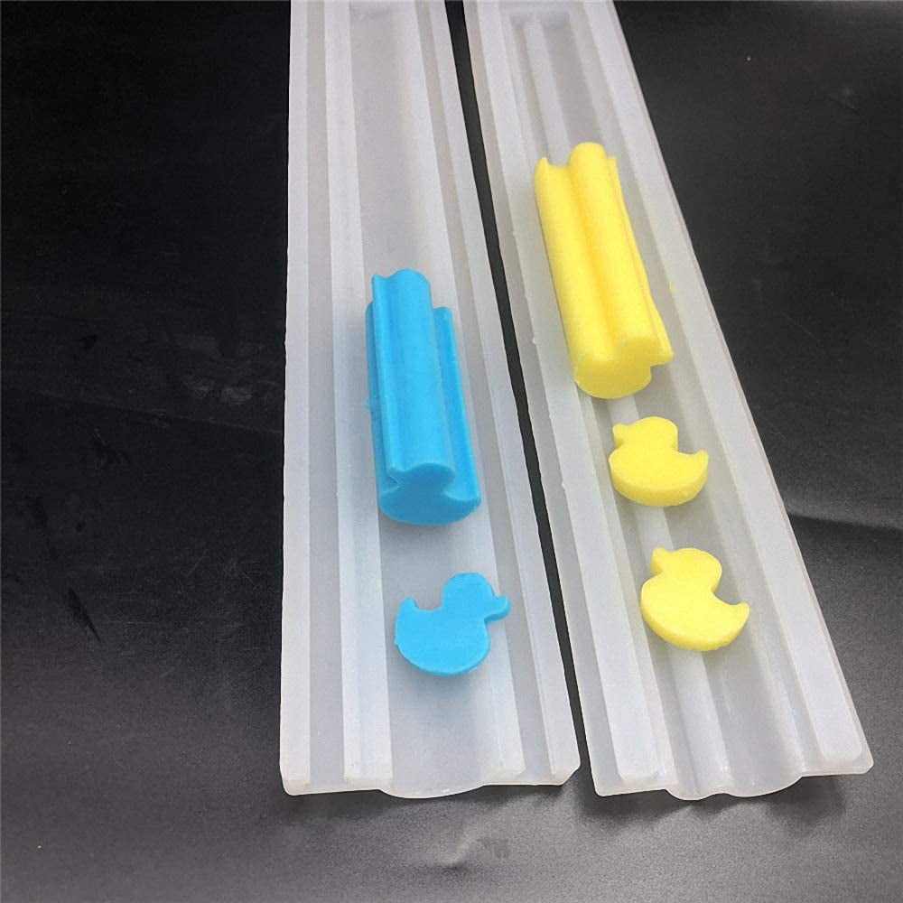 ABPETE Little Rubber Duck Shaped Long Tube Silicone Mold Duckling Column Chocolate Candy Mold Handmade Candle Mold Embed Soap Making Supplies