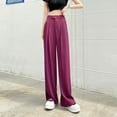 thumbnail image 1 of Pantalones de traje de pierna ancha de color para mujer, pantalones rectos adelgazantes de cintura alta, finos y holgados de primavera y verano, de talla grande, 1 of 5
