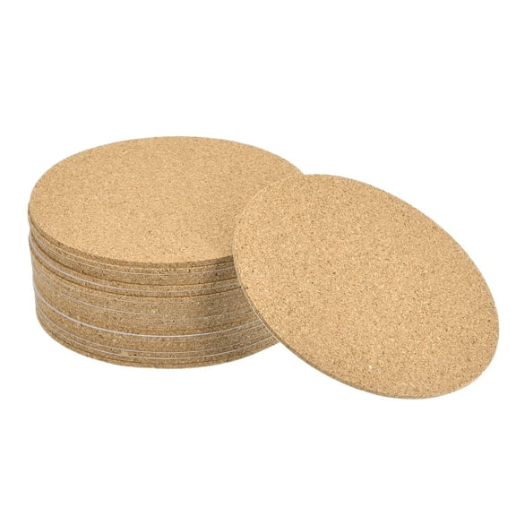 Uxcell 100mm(3.94") Round Coasters 2mm Thick Cork Cup Mat Self-Adhesive Pad 20 Pack