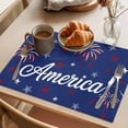 thumbnail image 3 of American Independence Day Placemats Set of 6 Red Blue Fireworks Retro Stars Place Mats Indoor Wipeable Table Mats Washable Cloth Dining Table Placemats for Kitchen Holiday Party Home Decor 13x19 Inch, 3 of 9