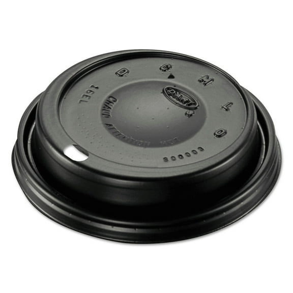 Dart 16ELBLK Plastic Cappuccino Dome Sipper Lids - Black (1000/Carton)