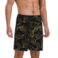 thumbnail image 2 of Kdxio Gold Gloss Outline Floral Print Mens Sleep Shorts Bottoms Soft Comfy Pajama Wear Pants with Drawstring Pockets, 2 of 5