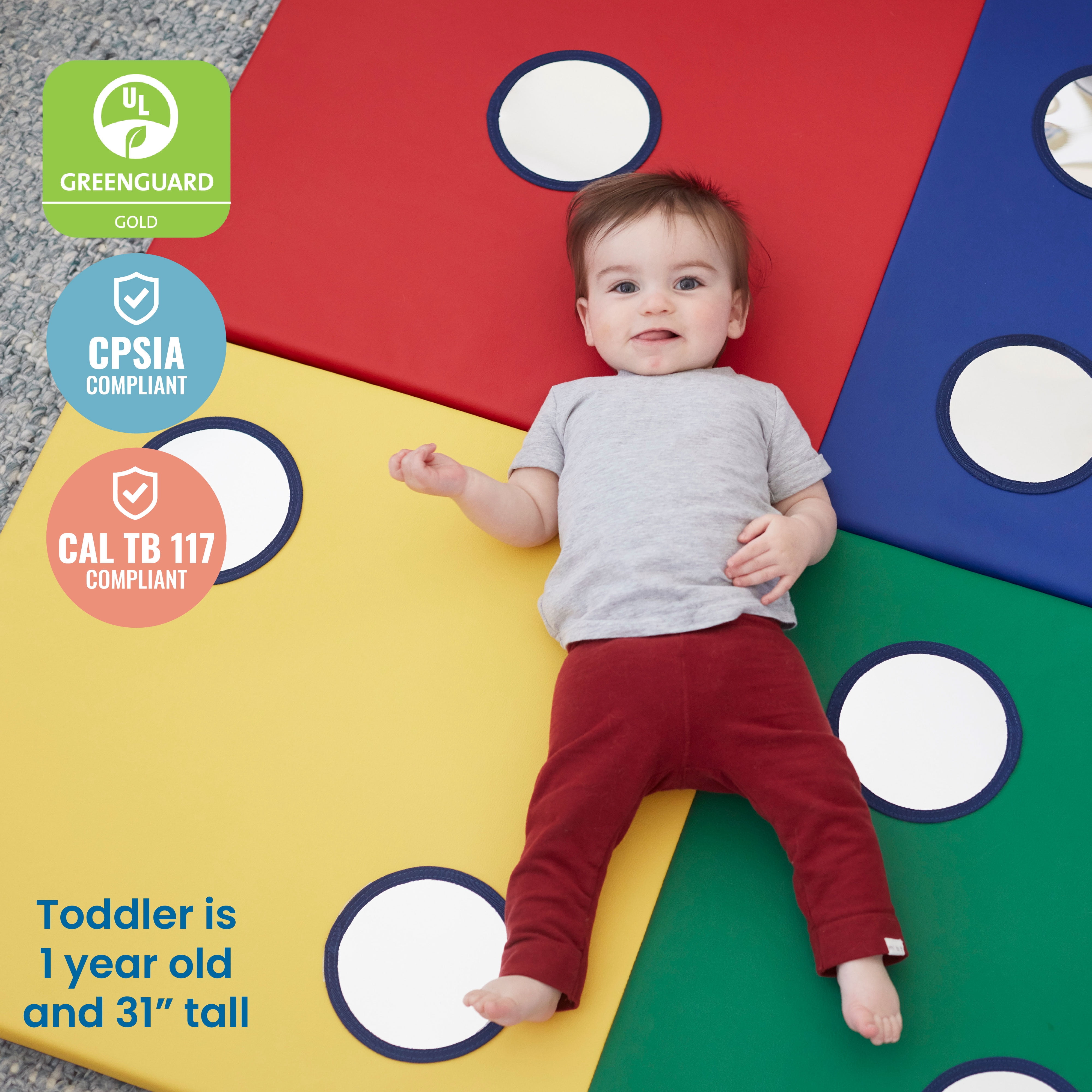ECR4Kids SoftZone 123 Look at Me Activity Play Mat with Mirrors, Folding Playmat, Assorted