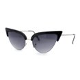 thumbnail image 2 of Womens Retro Normcore Half Rim Cat Eye Sunglasses Silver Black - Smoke, 2 of 4