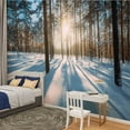 thumbnail image 2 of Peel and Stick Wallpaper Beautiful Blue Shadows From Pines Trees Motion Winter Snowy Ground Sun Modern Art Wall Mural Decor Self Adhesive and Removable 100in x 144in, 2 of 8