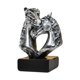 thumbnail image 1 of Figura de cabeza de caballo doble, escultura artística de resina, artesanía, adorno de escritorio único Negro Plata, 1 of 9