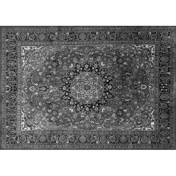 Ahgly Company Indoor Rectangle Medallion Gray Traditional Area Rugs, 5' x 8'