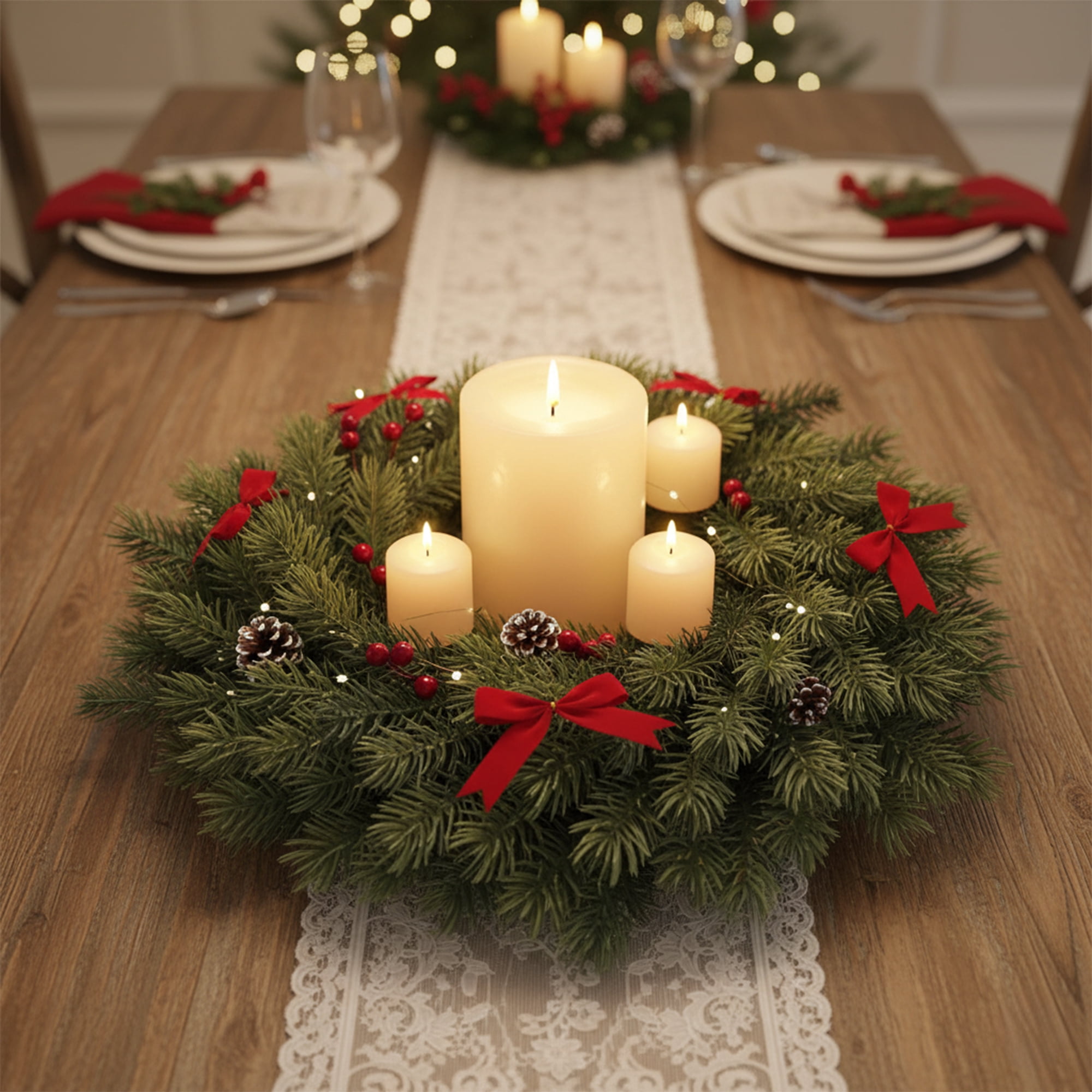 Green Pine Artificial Christmas Wreath 11.75-Inch Unlit