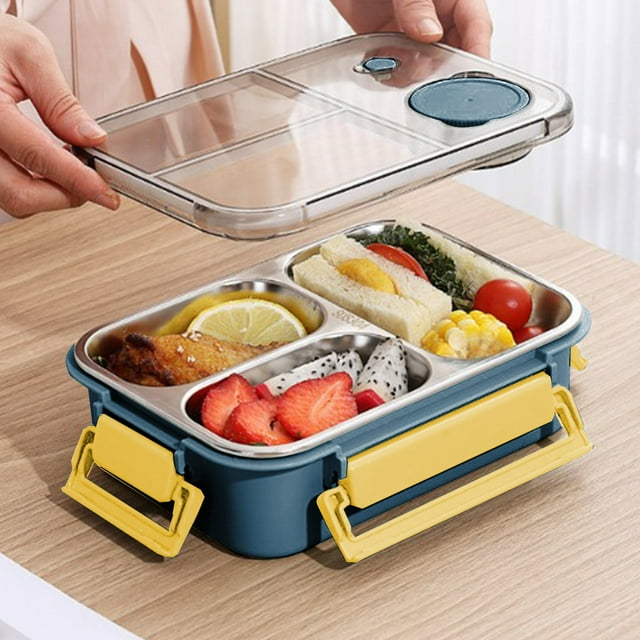 Meitianfacai 304 Stainless Steel Lunch Box Sealed Lunch Box Portable Lunch Box for Students and Office Workers Microwaveable Lunch Box(Blue)