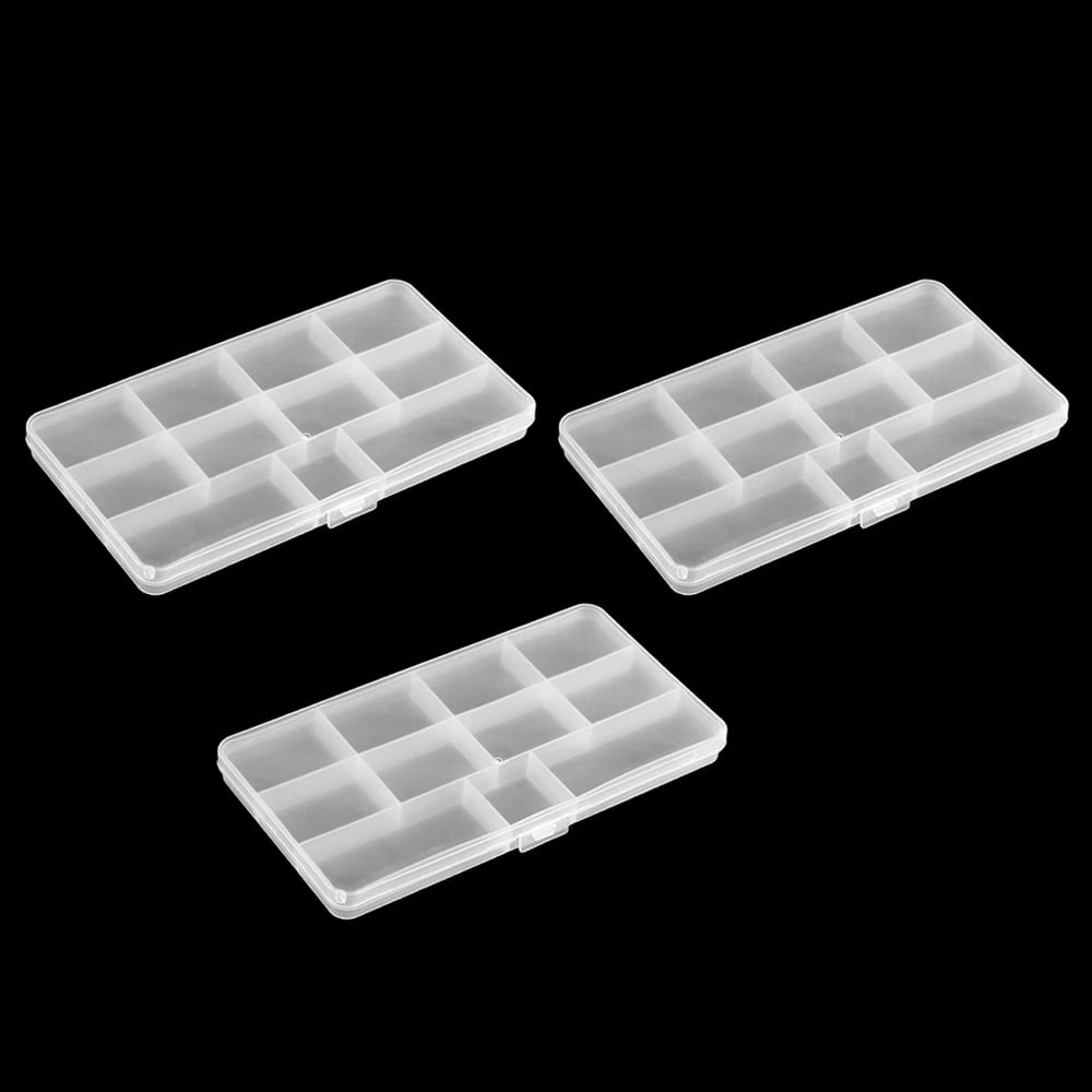 3pcs Transparent Plastic Grid Box Storage Organizer, Travel Case with