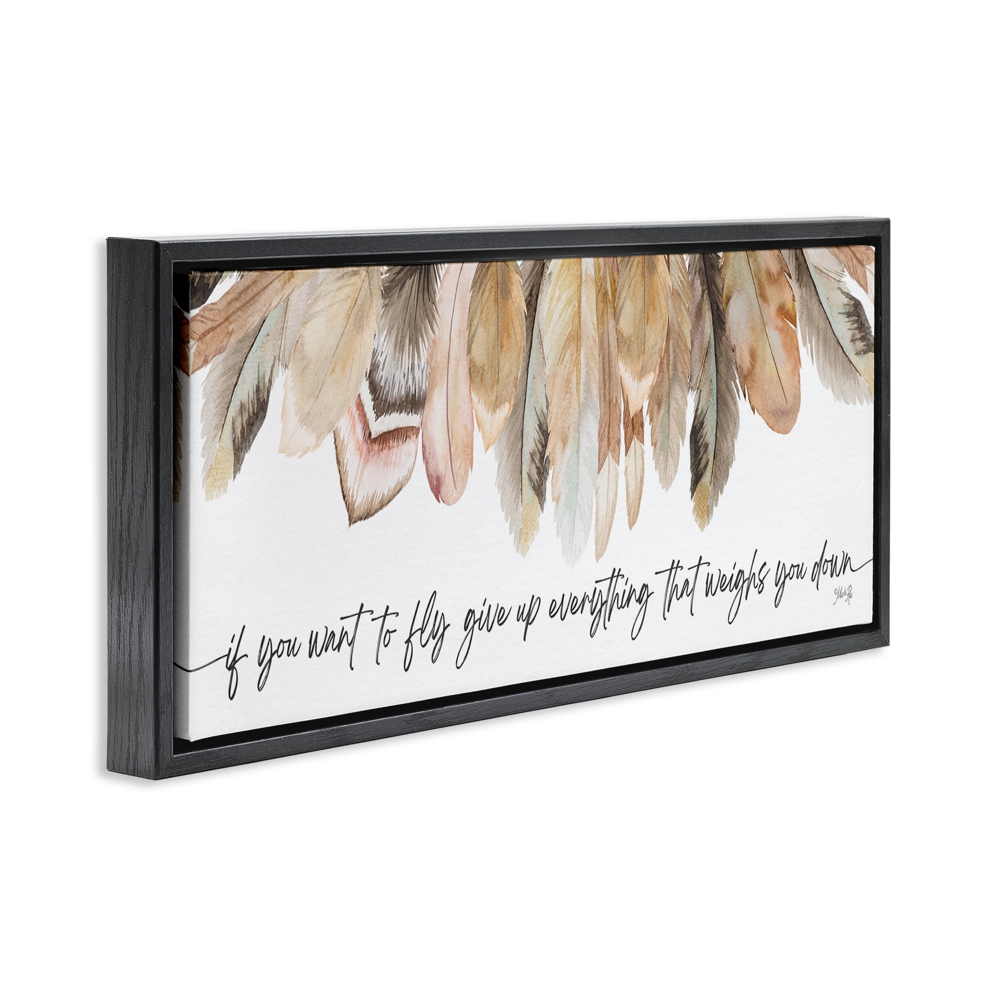 Stupell Industries If You Want To Fly Typography Painting Black Floater Framed Art Print Wall Art, 31 x 14